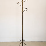 Heavy Adjustable Vintage Thonet-Style Brass Coat Rack with Hat Hook