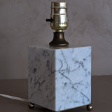 Petite Vintage Carrara Marble Lamp with Brass Ball Feet