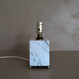 Petite Vintage Carrara Marble Lamp with Brass Ball Feet