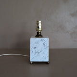 Petite Vintage Carrara Marble Lamp with Brass Ball Feet