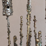 Rare 1967 Curtis Jeré Brutalist Candelabra with Faux Verdigris Finish