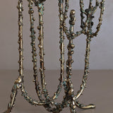 Rare 1967 Curtis Jeré Brutalist Candelabra with Faux Verdigris Finish