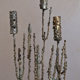 Rare 1967 Curtis Jeré Brutalist Candelabra with Faux Verdigris Finish