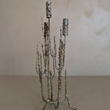 Rare 1967 Curtis Jeré Brutalist Candelabra with Faux Verdigris Finish