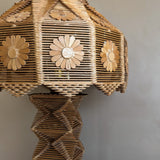 Monumental Vintage Tramp Art Lamp with Floral and Heart Motifs