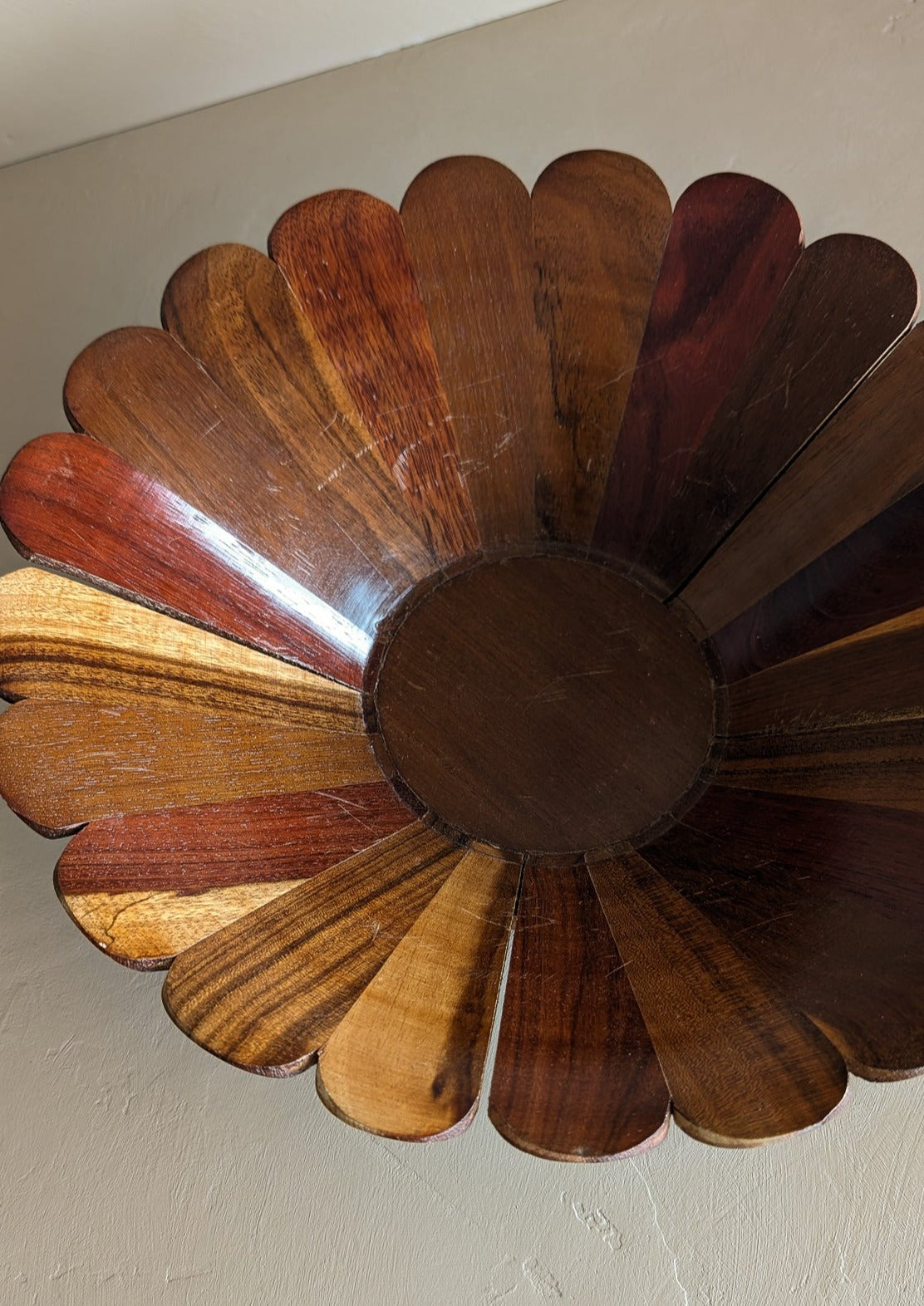 Handmade Vintage Wooden Flower Bowl