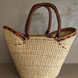 Large Woven Leather Accent Purse