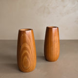 Pair of Vintage Hand-turned Teardrop Shaped Wooden Candleholders