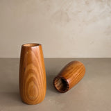 Pair of Vintage Hand-turned Teardrop Shaped Wooden Candleholders