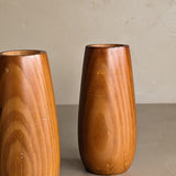 Pair of Vintage Hand-turned Teardrop Shaped Wooden Candleholders