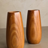 Pair of Vintage Hand-turned Teardrop Shaped Wooden Candleholders