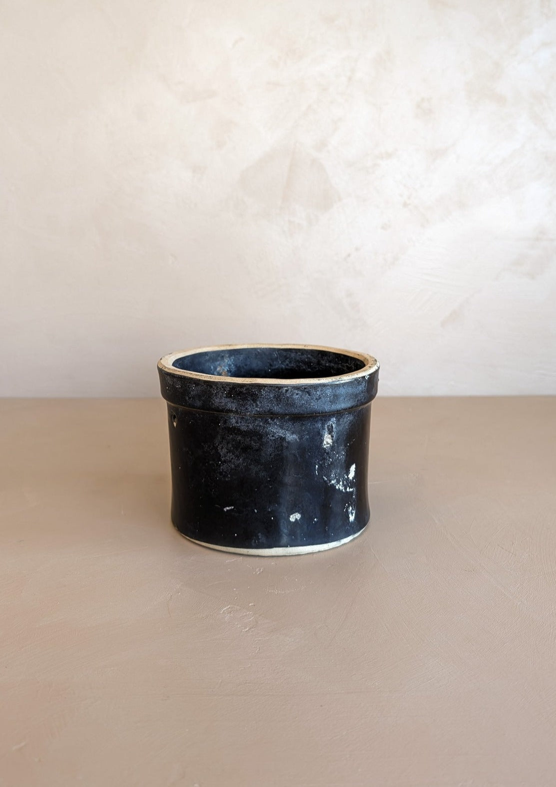 Antique Dark Brown Salt-Glazed Crock