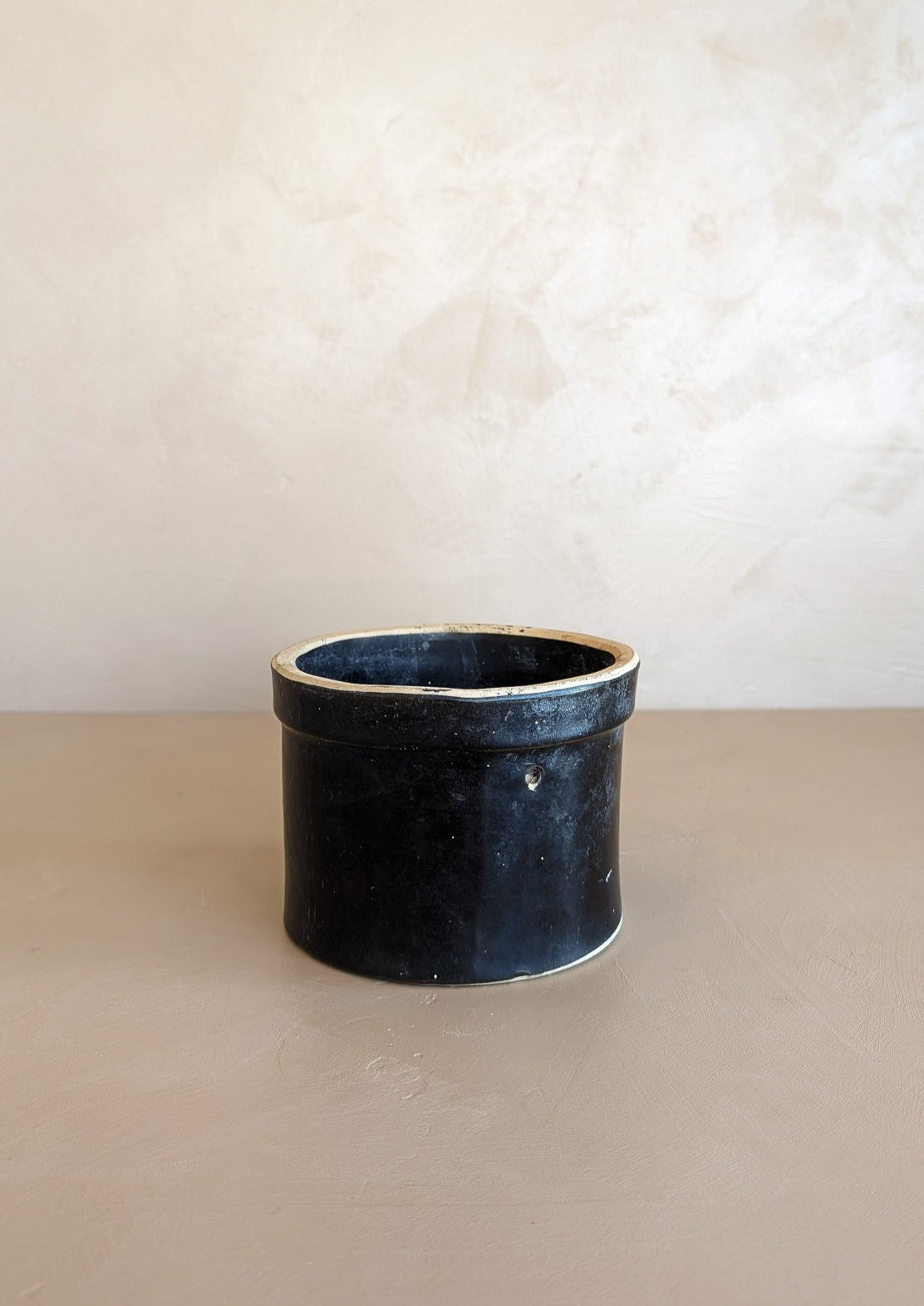 Antique Dark Brown Salt-Glazed Crock