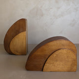 Pair of Sculptural Handmade Wooden Art Deco-Style Bookends