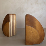 Pair of Sculptural Handmade Wooden Art Deco-Style Bookends