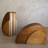 Pair of Sculptural Handmade Wooden Art Deco-Style Bookends