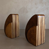 Pair of Sculptural Handmade Wooden Art Deco-Style Bookends