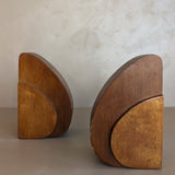 Pair of Sculptural Handmade Wooden Art Deco-Style Bookends