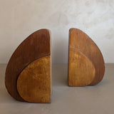 Pair of Sculptural Handmade Wooden Art Deco-Style Bookends