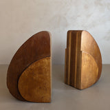 Pair of Sculptural Handmade Wooden Art Deco-Style Bookends