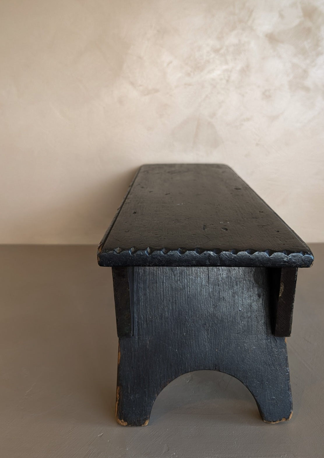 Early 1800s Antique Black Painted Wooden Step Stool/Riser