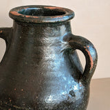 Vintage Dark Green Clay Amphora Vase