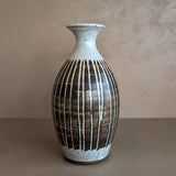 Signed Midcentury Brown Striped Studio Pottery Vase