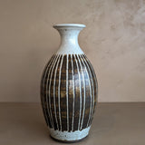 Signed Midcentury Brown Striped Studio Pottery Vase