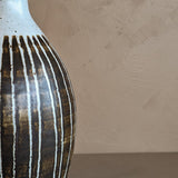 Signed Midcentury Brown Striped Studio Pottery Vase