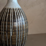 Signed Midcentury Brown Striped Studio Pottery Vase