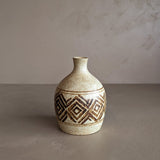 Vintage Neutral Geometric Patterned Pottery Vase