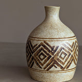 Vintage Neutral Geometric Patterned Pottery Vase