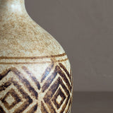 Vintage Neutral Geometric Patterned Pottery Vase