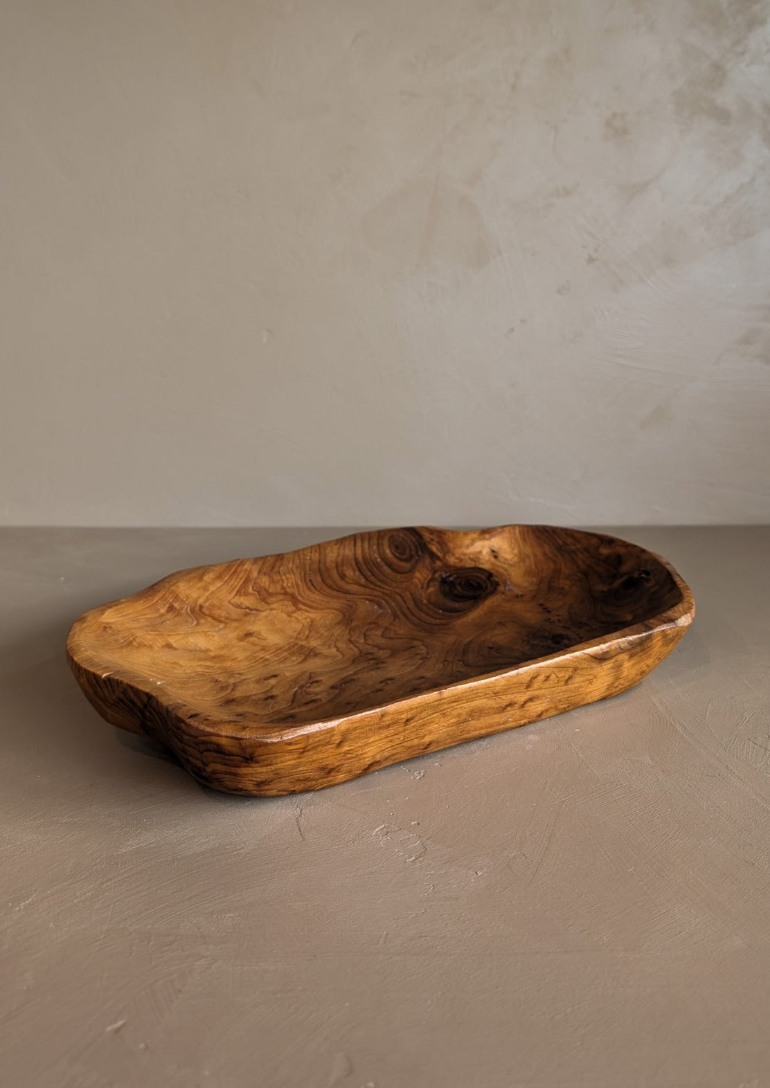 Hand-carved Freeform-Shaped Wooden Bowl