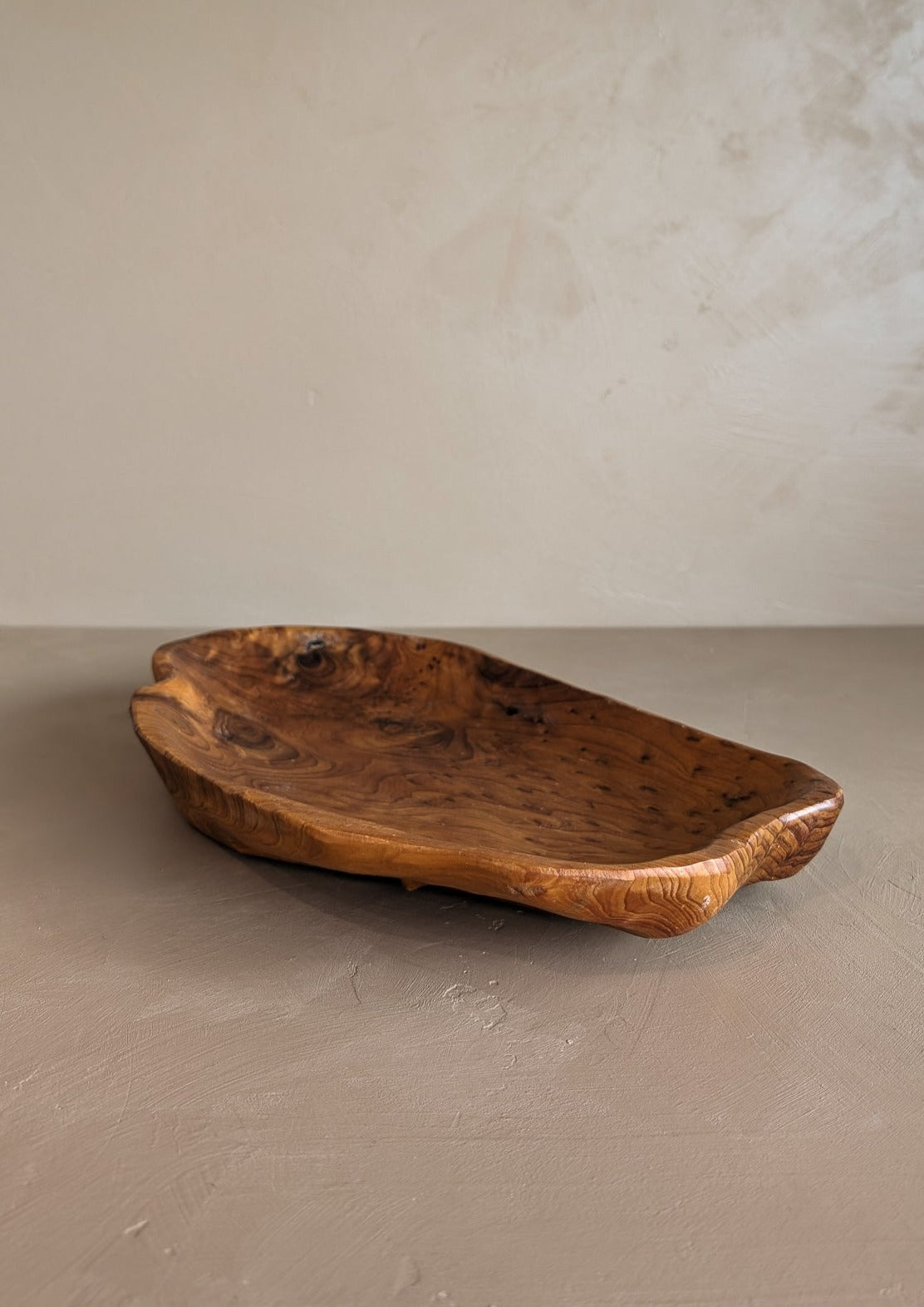 Hand-carved Freeform-Shaped Wooden Bowl