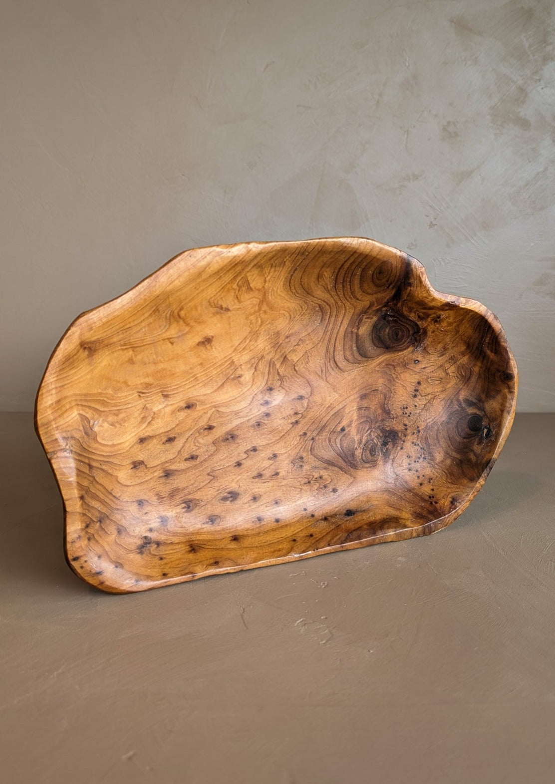 Hand-carved Freeform-Shaped Wooden Bowl