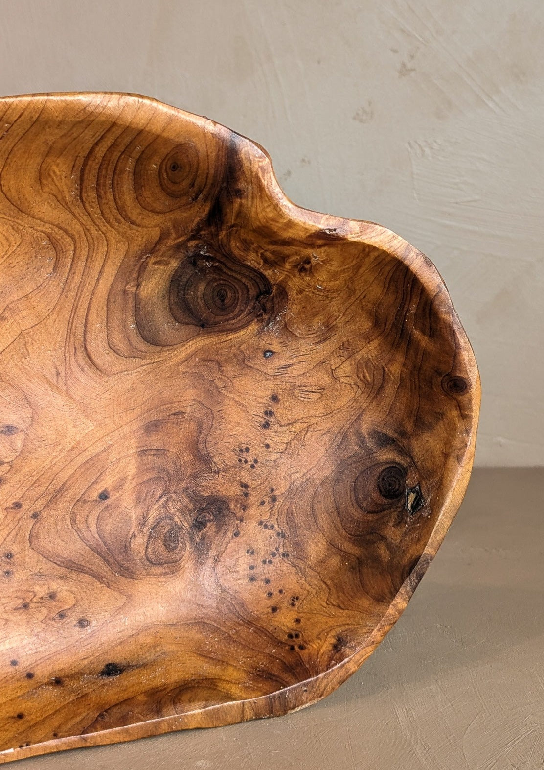 Hand-carved Freeform-Shaped Wooden Bowl