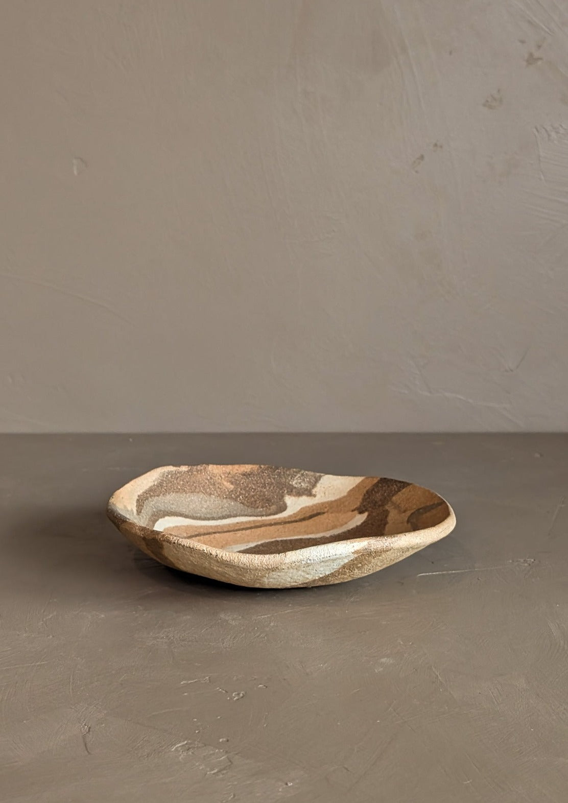 Handmade Neutral Swirled Clay Dish