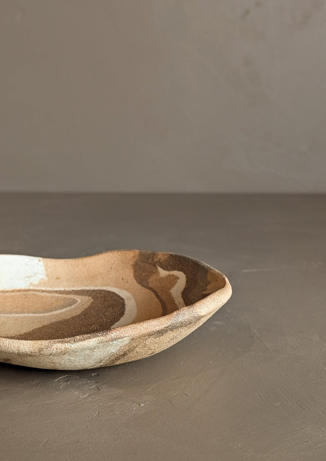 Handmade Neutral Swirled Clay Dish