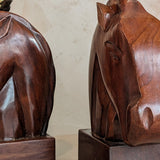 Pair of Midcentury Hand-carved Mahogany Horse Head Lamps