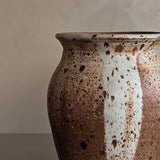 Large Neutral Speckled Studio Pottery Vase