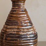 Signed Handmade Neutral Coiled Pottery Vase