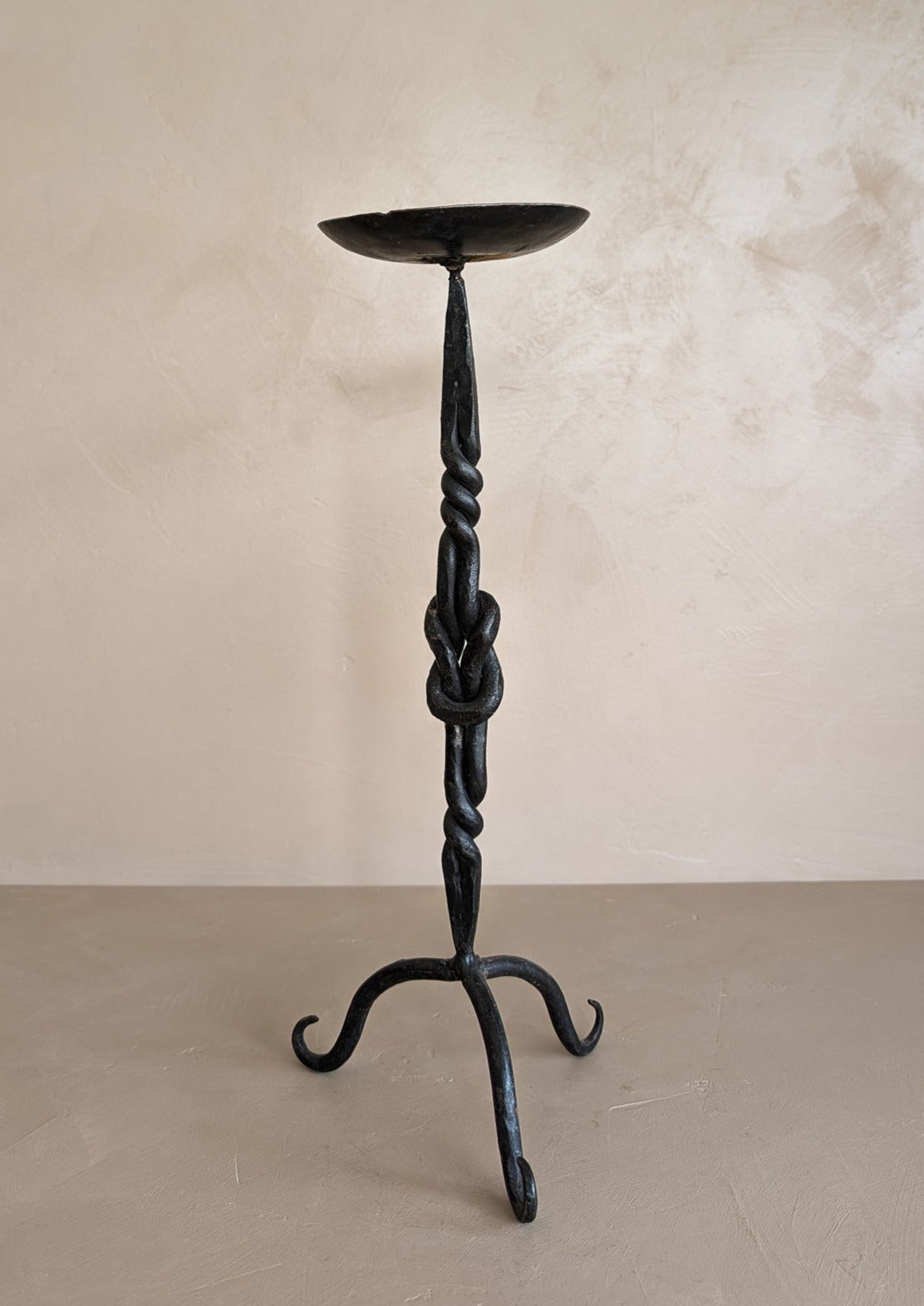 Vintage Knotted and Twisted Brutalist Metal Candleholder