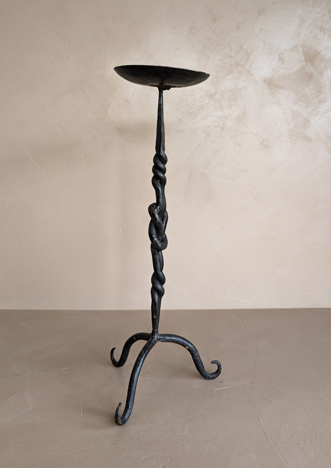 Vintage Knotted and Twisted Brutalist Metal Candleholder