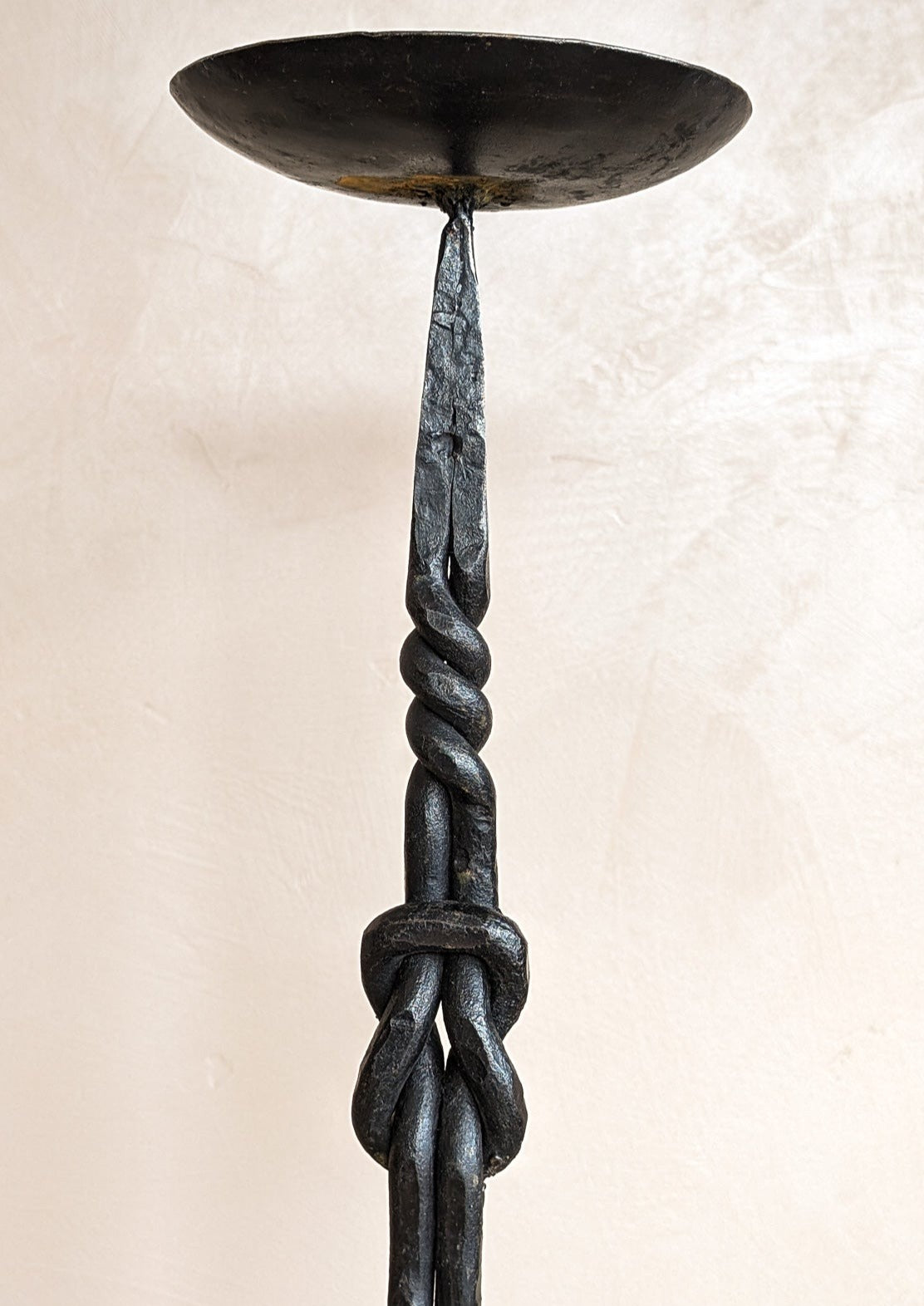 Vintage Knotted and Twisted Brutalist Metal Candleholder