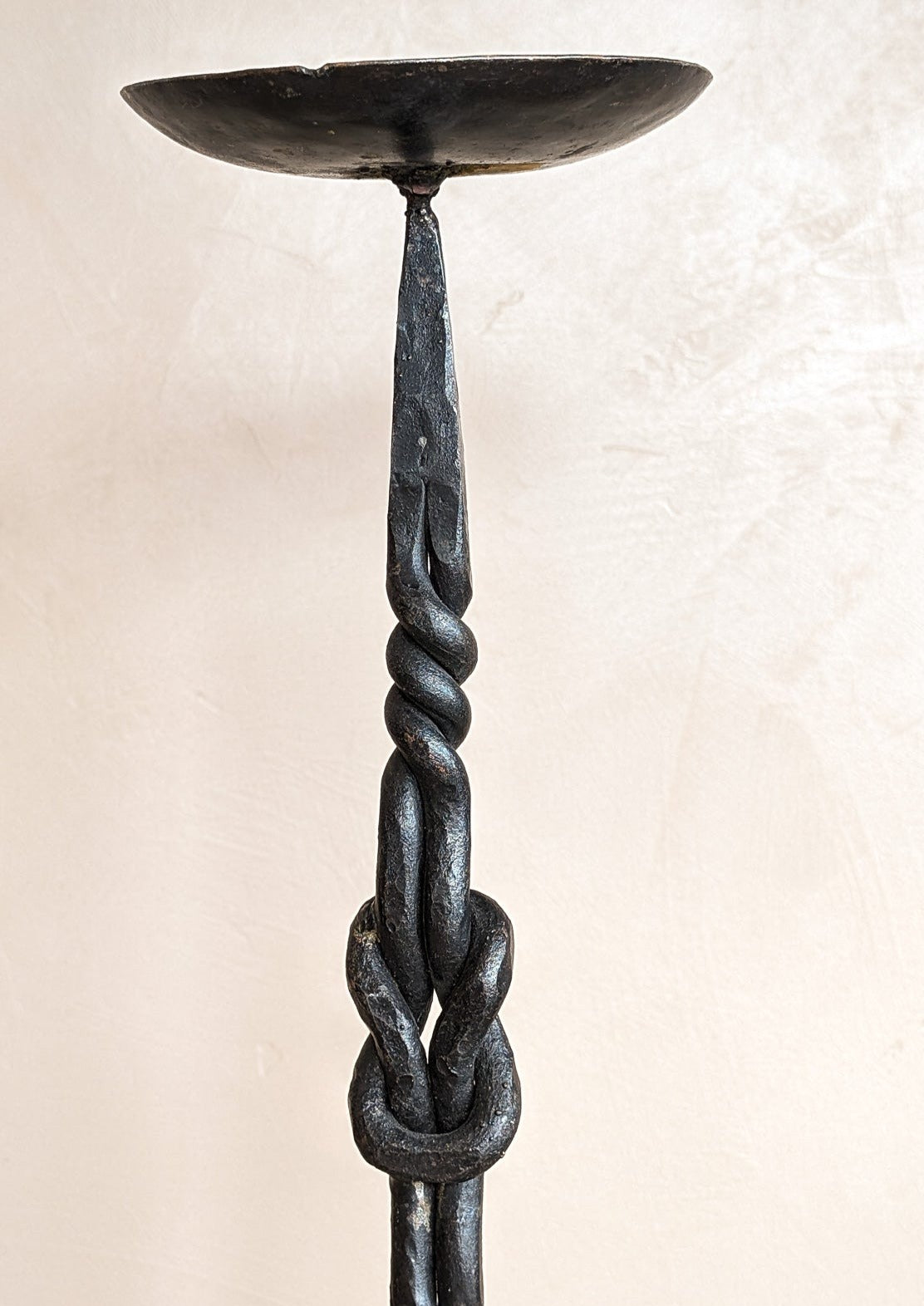 Vintage Knotted and Twisted Brutalist Metal Candleholder