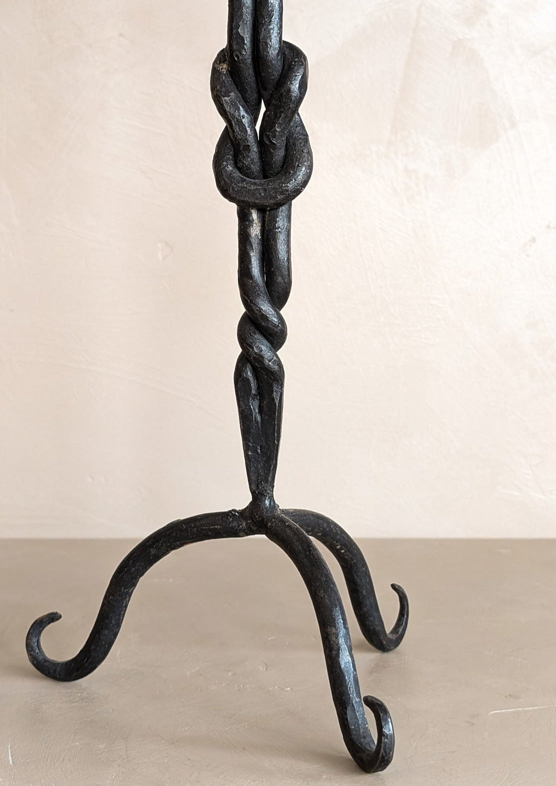 Vintage Knotted and Twisted Brutalist Metal Candleholder