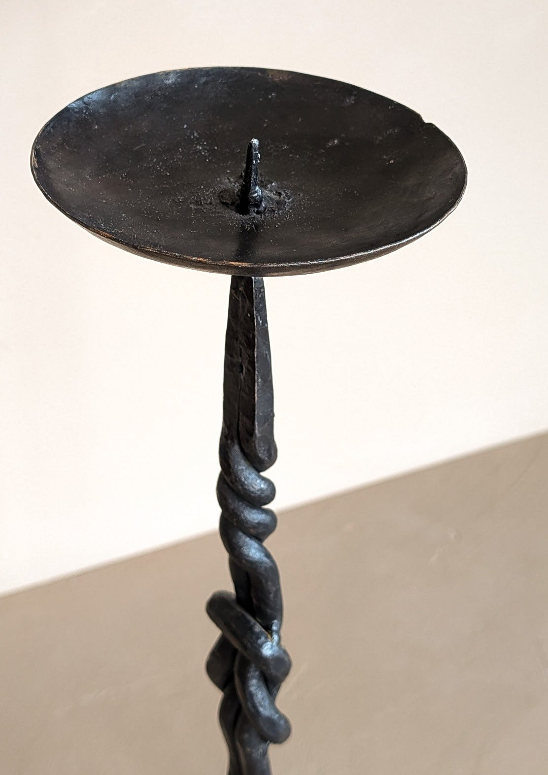 Vintage Knotted and Twisted Brutalist Metal Candleholder