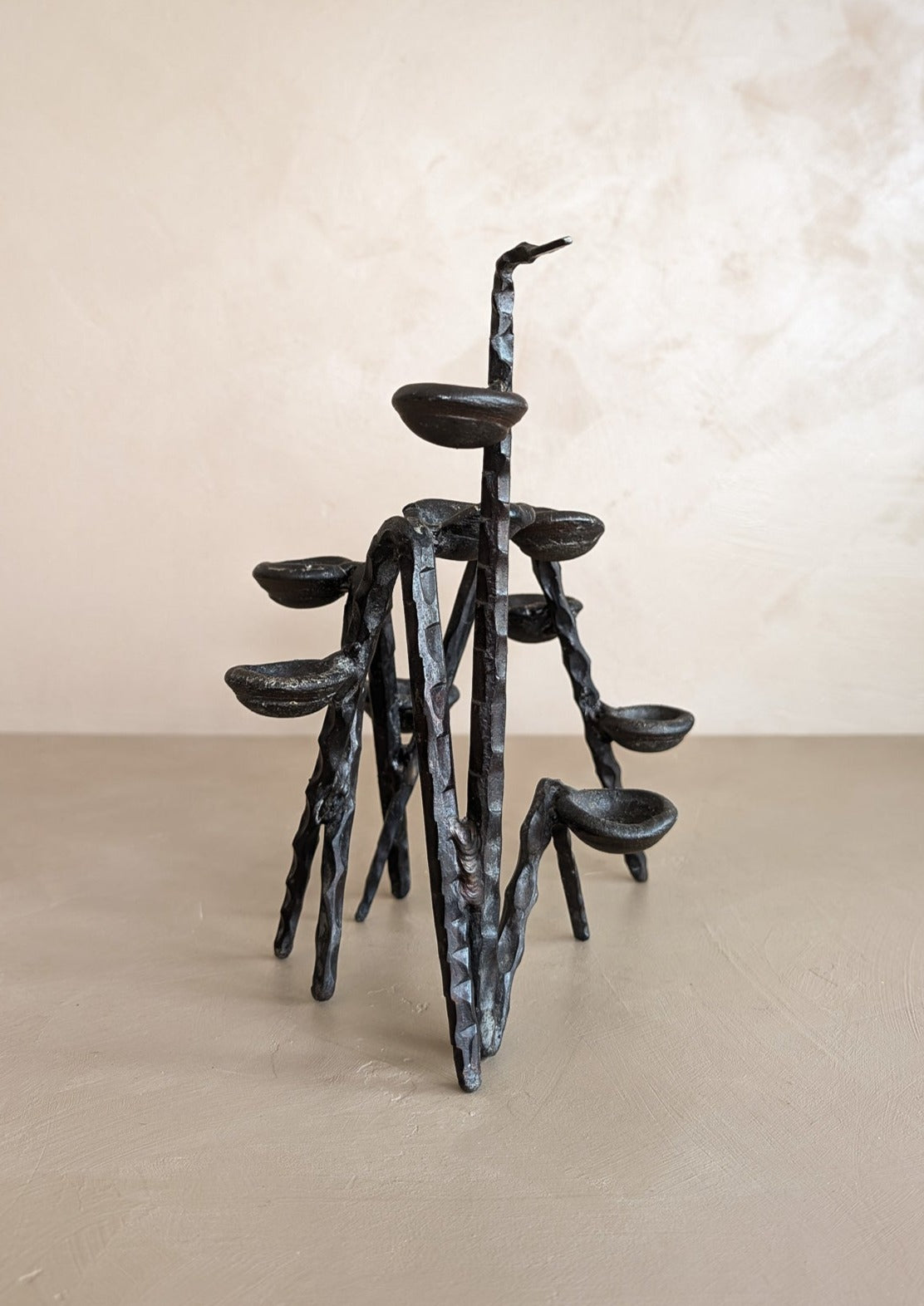 Vintage David Palombo Brutalist Sculptural Iron Menorah #2