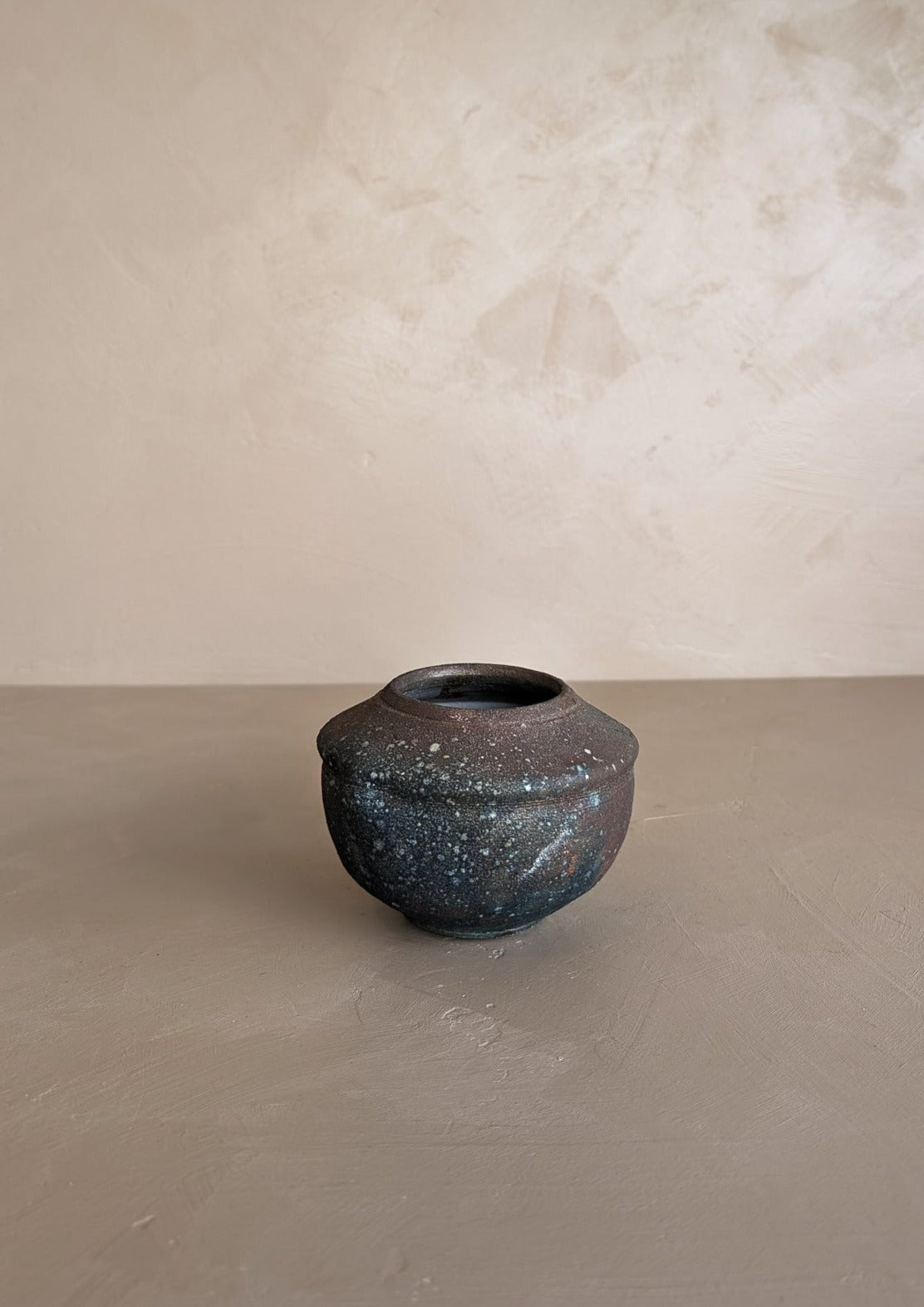 Small Handmade Raku Vase with Iridescent Finish